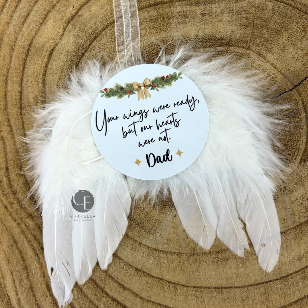 Personalised Memorial Christmas Decoration – Angel Wings Ornament