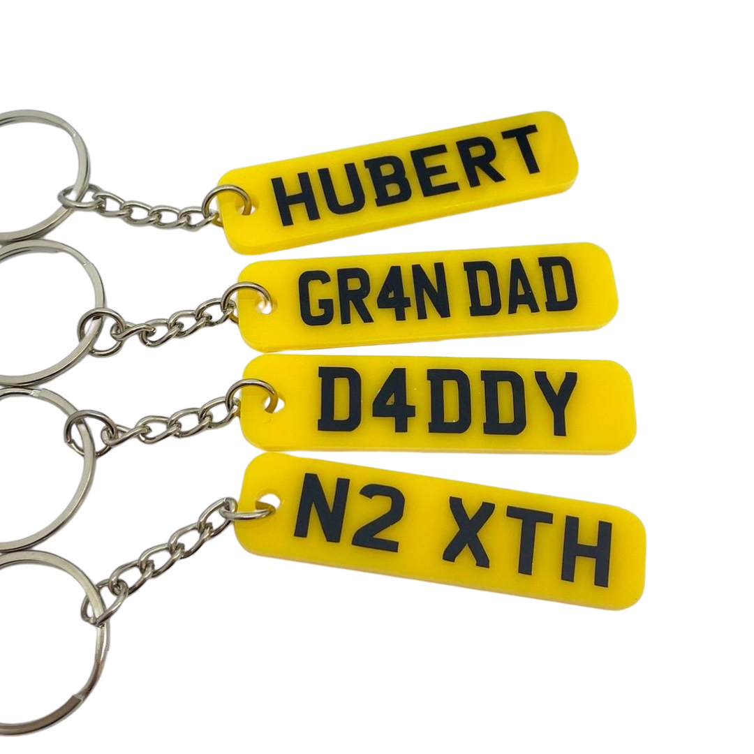 Personalised number plate keyring