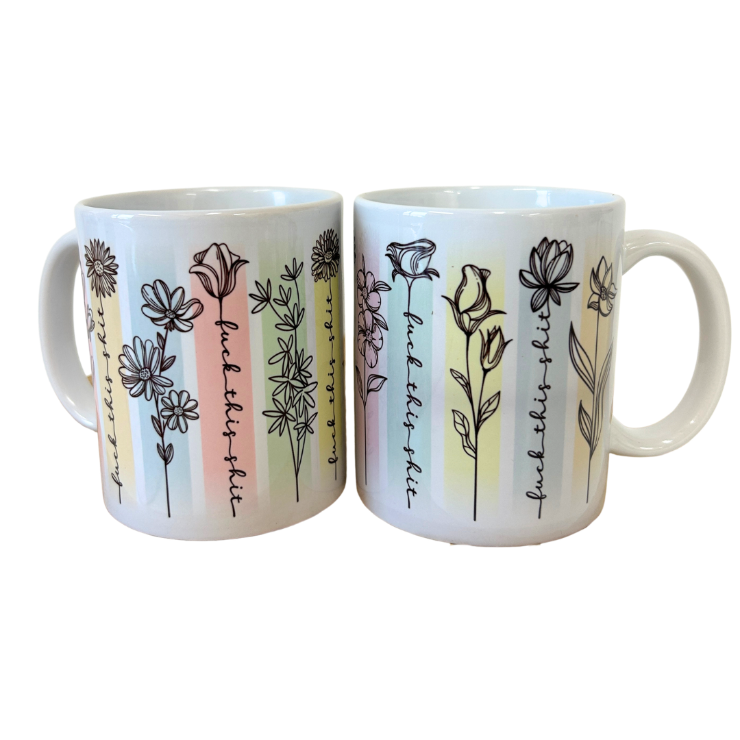 Rude Floral Mug - Ceramic swearing mug