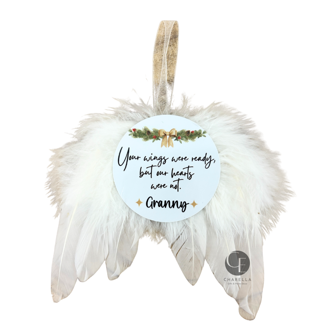 Personalised Memorial Christmas Decoration – Angel Wings Ornament