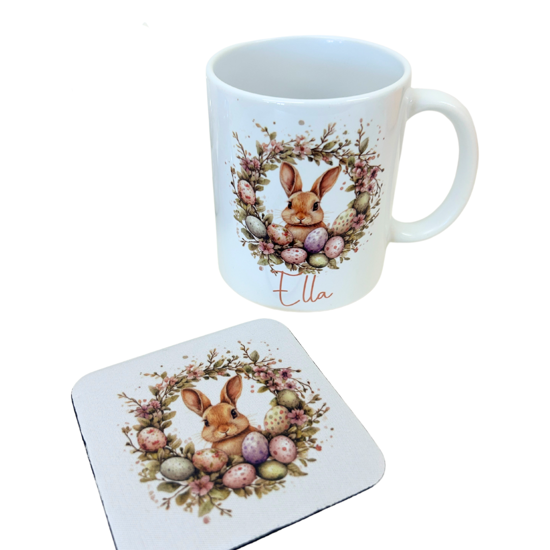 Personalised Easter bunny mug/coaster