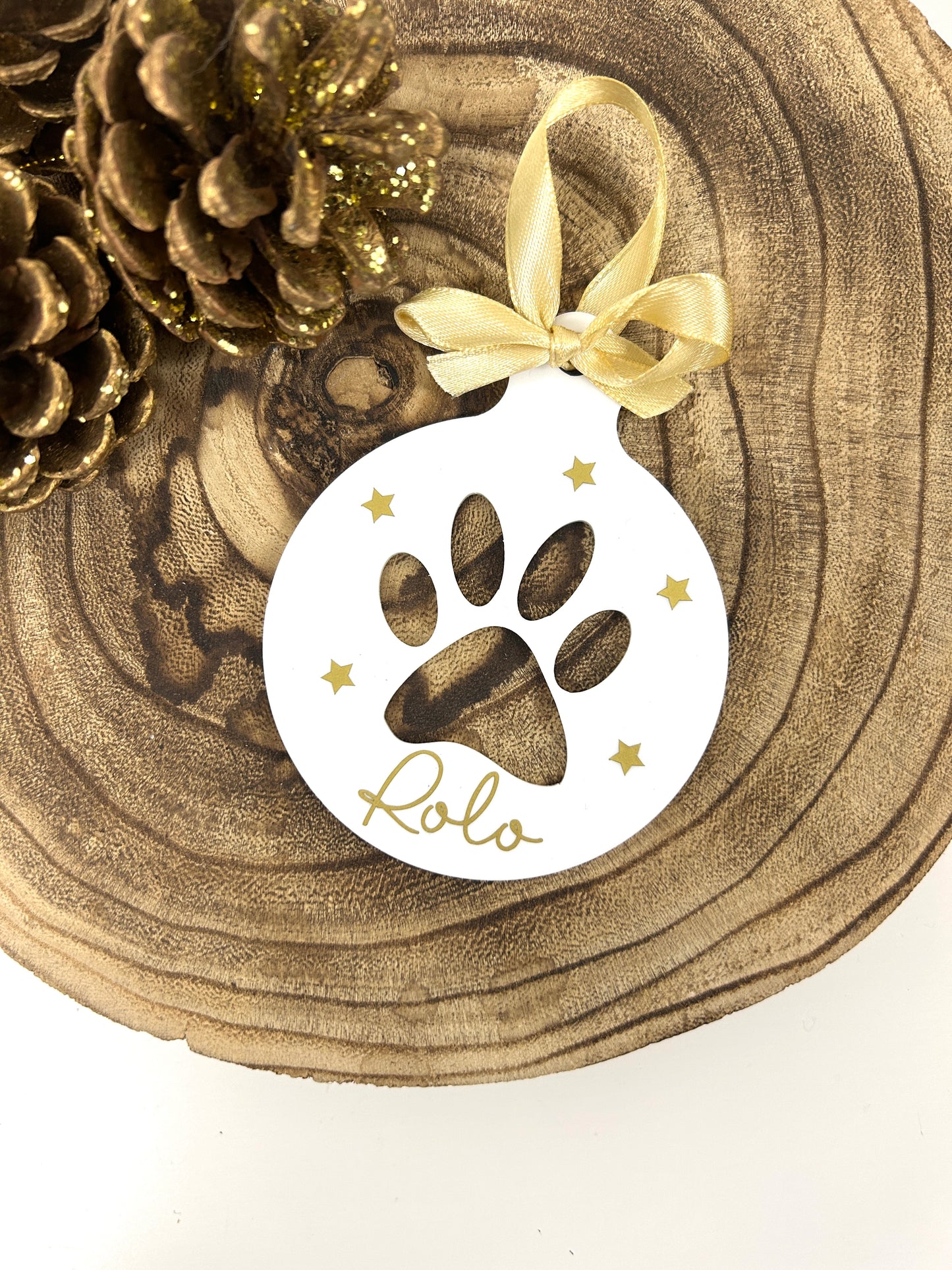 Personalised paw christmas decoration