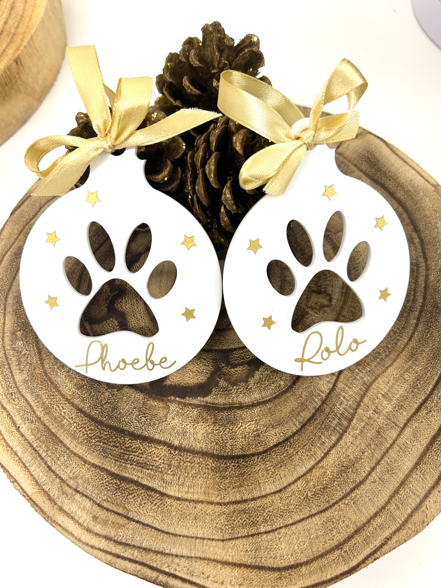Personalised paw christmas decoration
