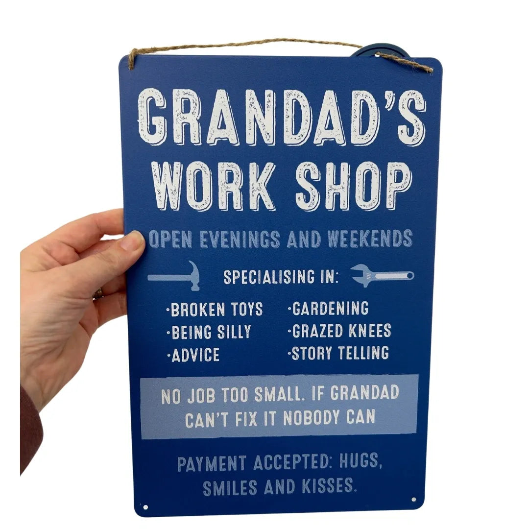Grandad's Work Shop metal sign