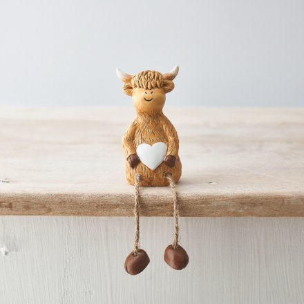 Heart highland cow shelf sitter - home decor