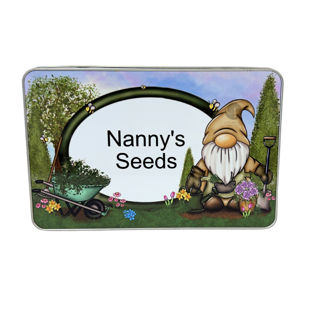 Personalised gonk seed tin
