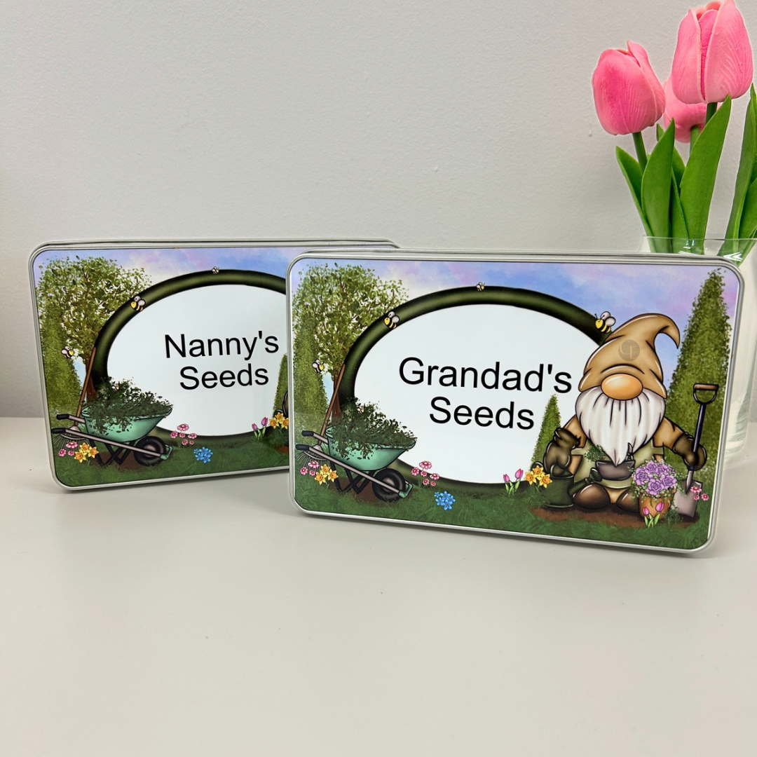 Personalised gonk seed tin