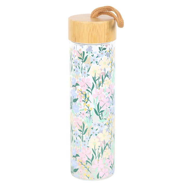Floral water bottle with bamboo lid - gift for her - Mothers day gift