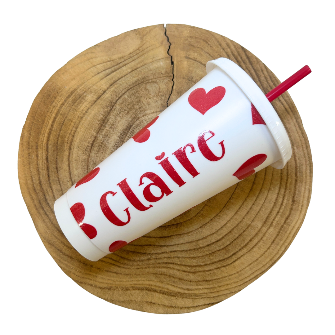 Personalised Cold cup - Heart cold cup - Valentines gift