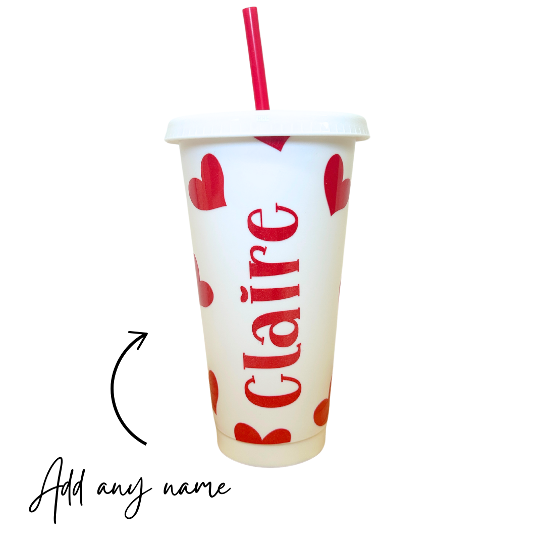Personalised Cold cup - Heart cold cup - Valentines gift