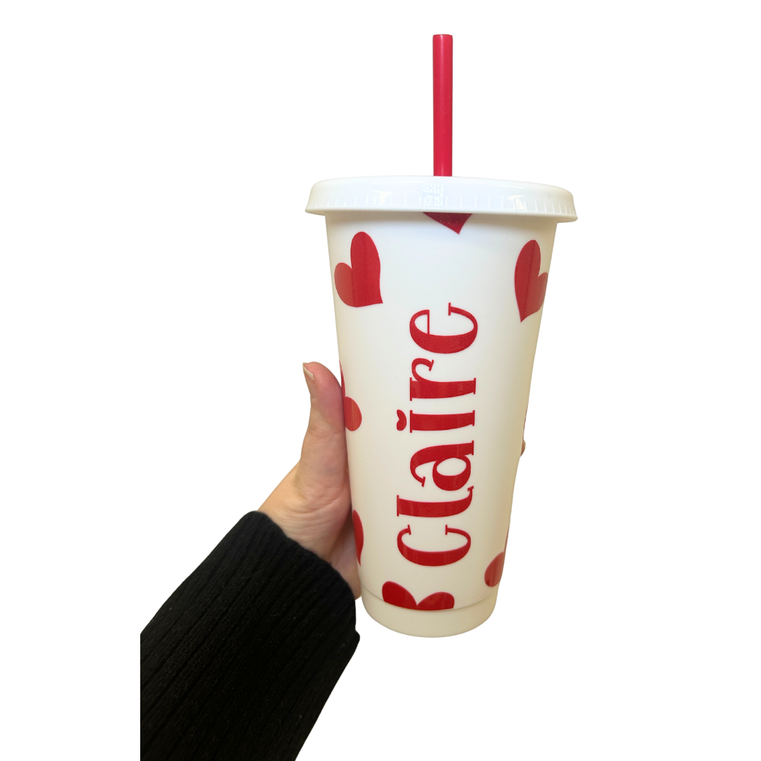 Personalised Cold cup - Heart cold cup - Valentines gift