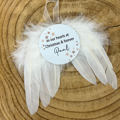 Personalised Memorial Christmas Decoration – Angel Wings Ornament