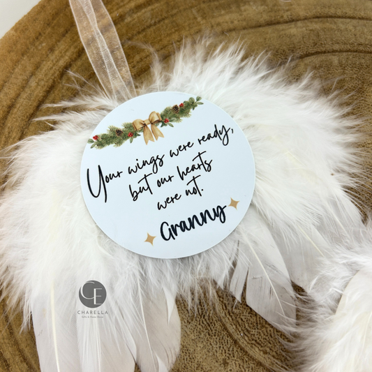 Personalised Memorial Christmas Decoration – Angel Wings Ornament