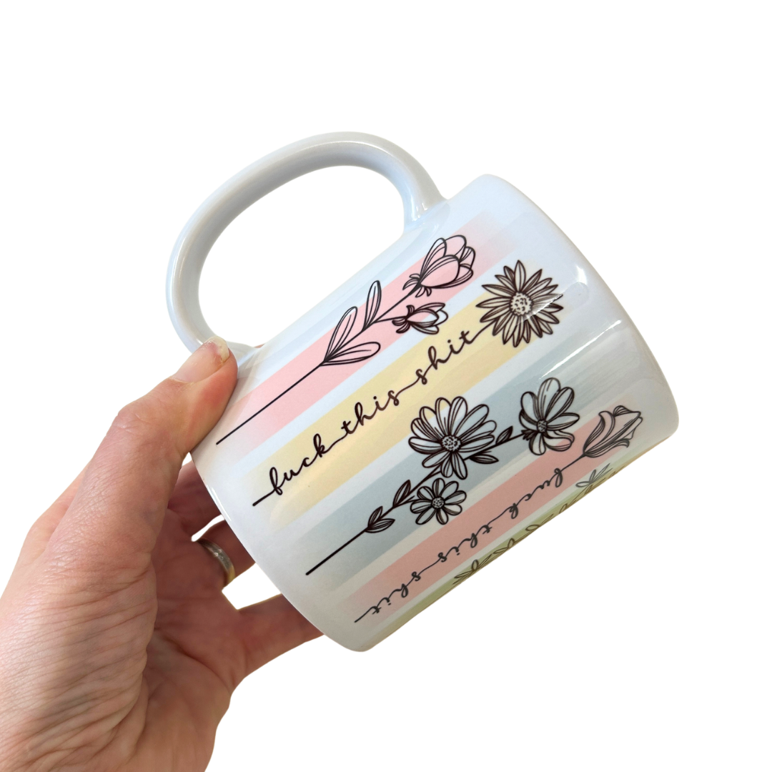 Rude Floral Mug - Ceramic swearing mug