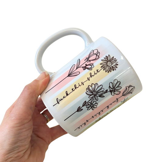 Rude Floral Mug - Ceramic swearing mug