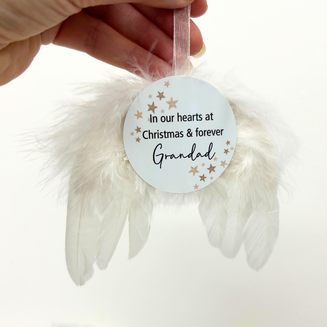 Personalised Memorial Christmas Decoration – Angel Wings Ornament