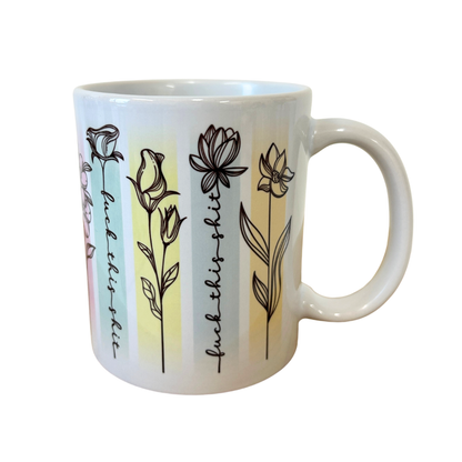 Rude Floral Mug - Ceramic swearing mug