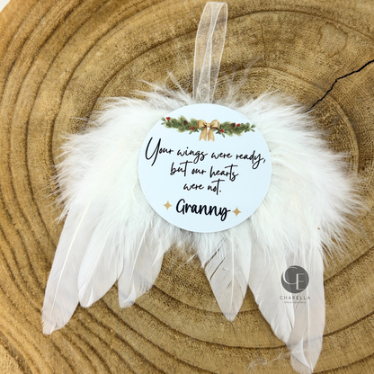 Personalised Memorial Christmas Decoration – Angel Wings Ornament