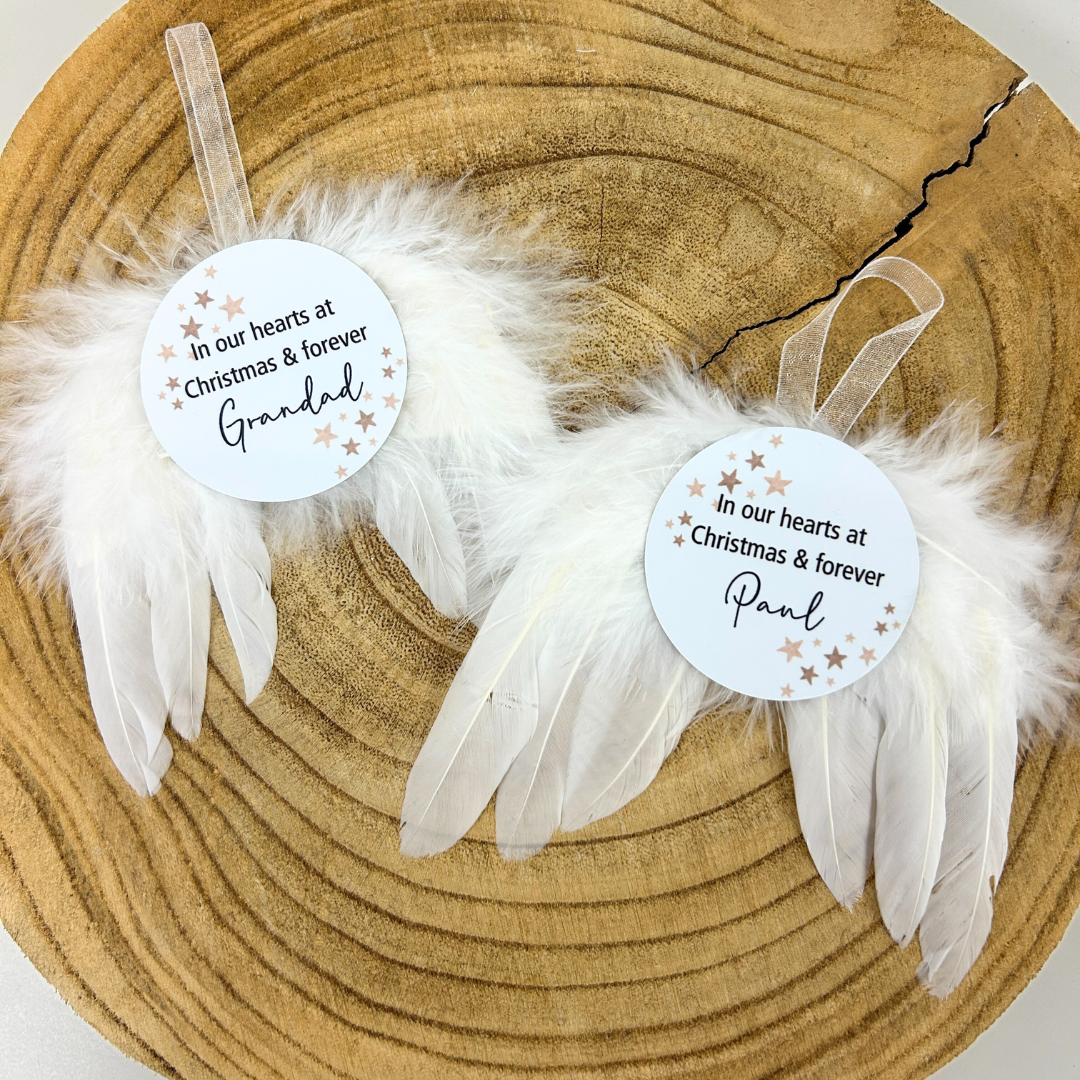Personalised Memorial Christmas Decoration – Angel Wings Ornament