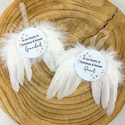 Personalised Memorial Christmas Decoration – Angel Wings Ornament