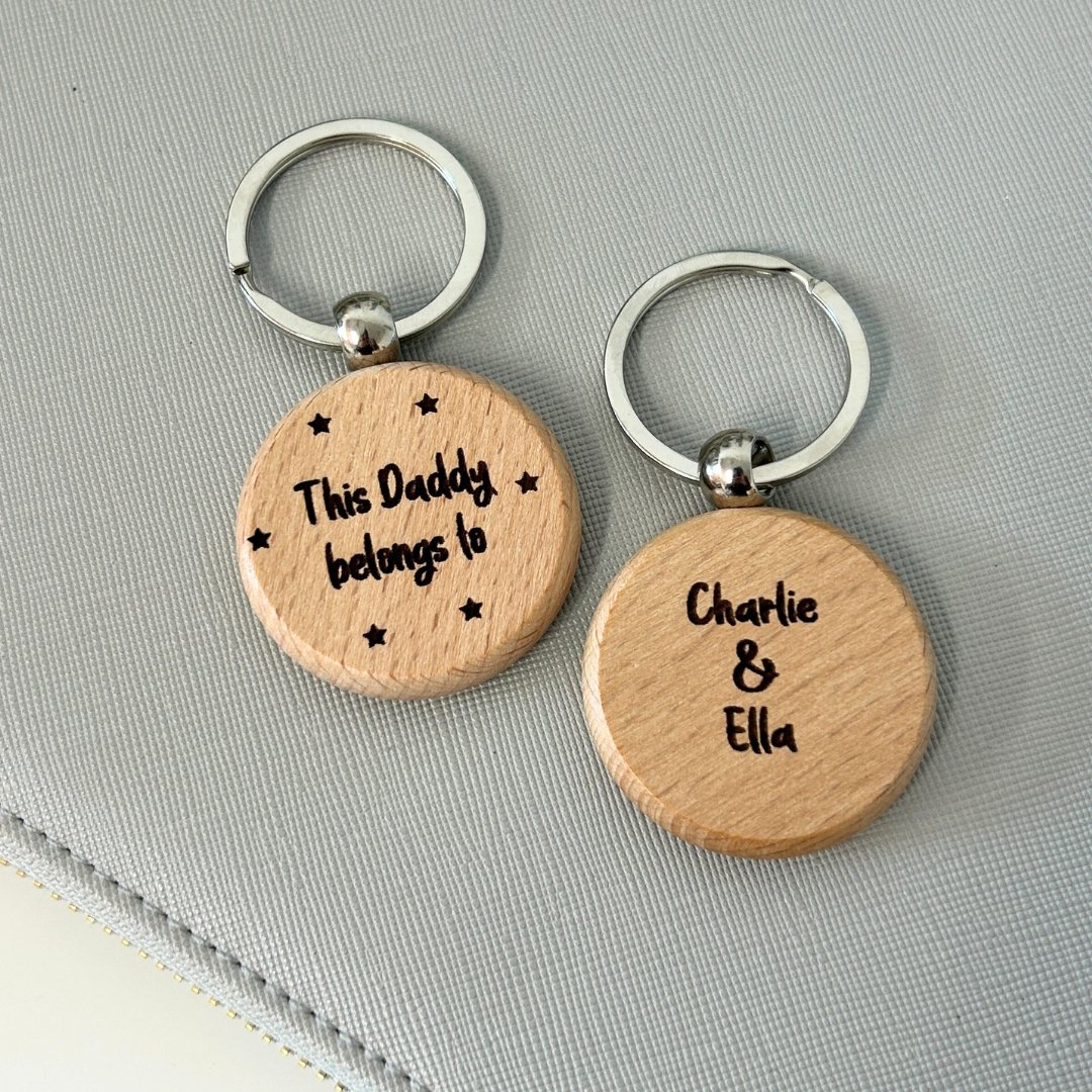 Personalised wooden keyring