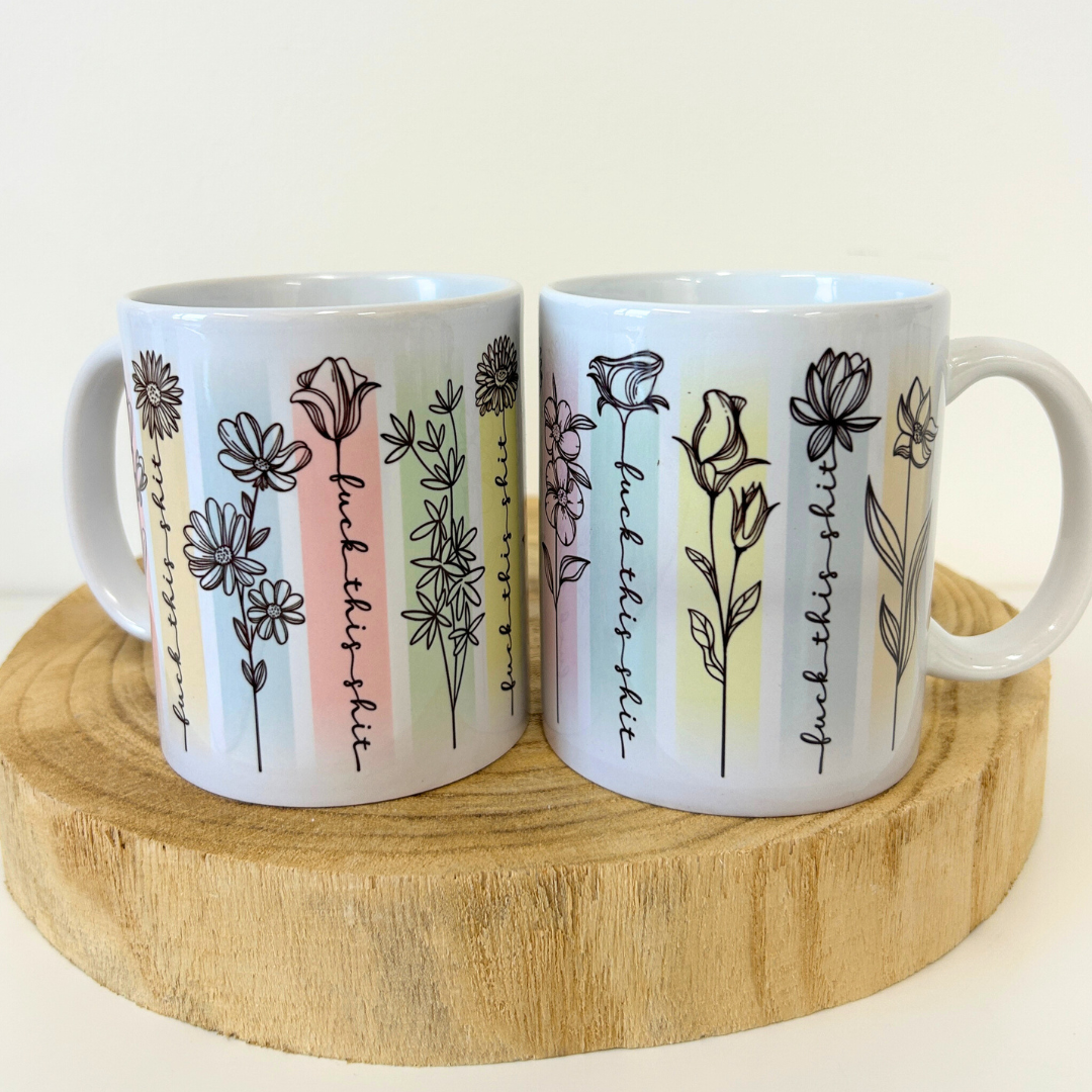 Rude Floral Mug - Ceramic swearing mug