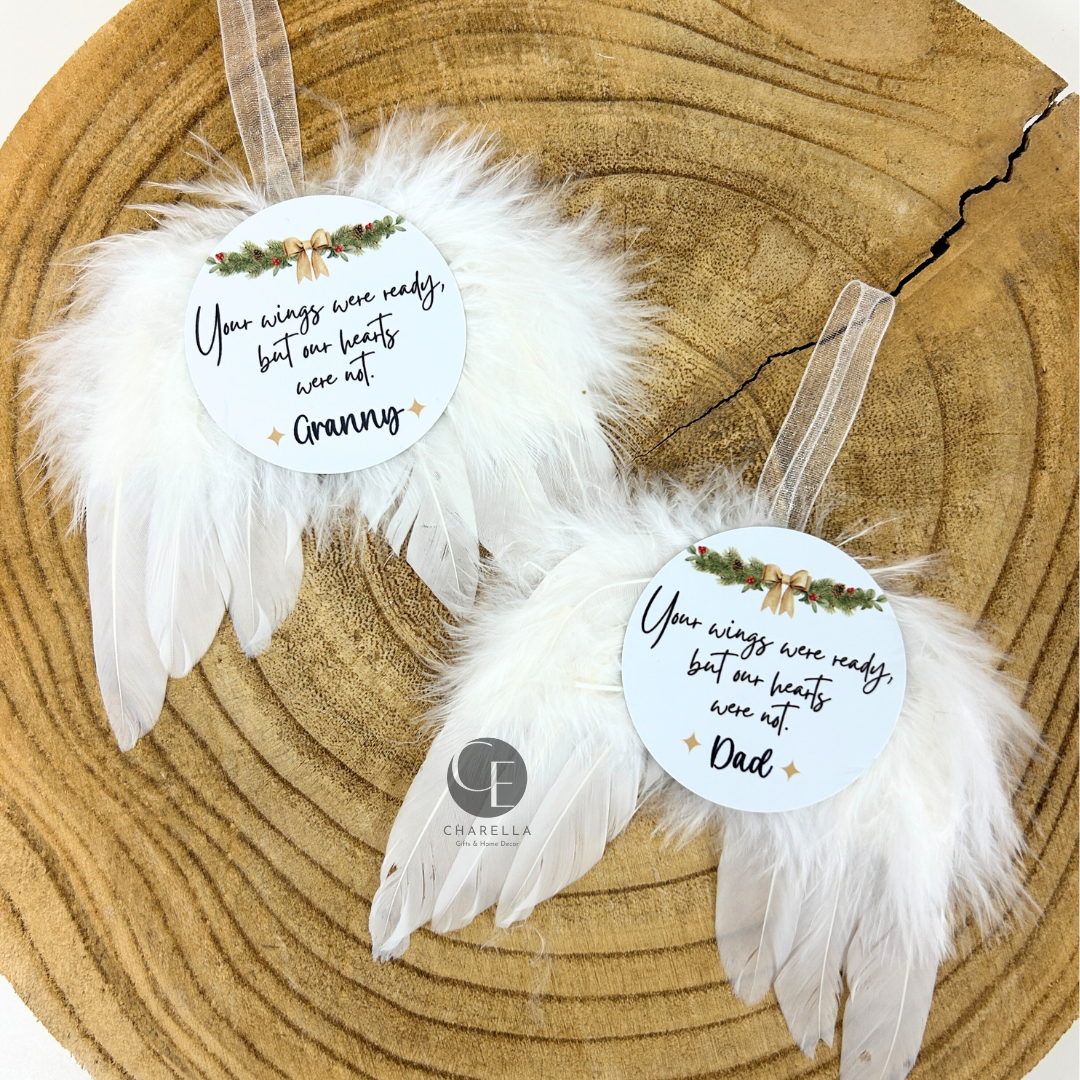 Personalised Memorial Christmas Decoration – Angel Wings Ornament