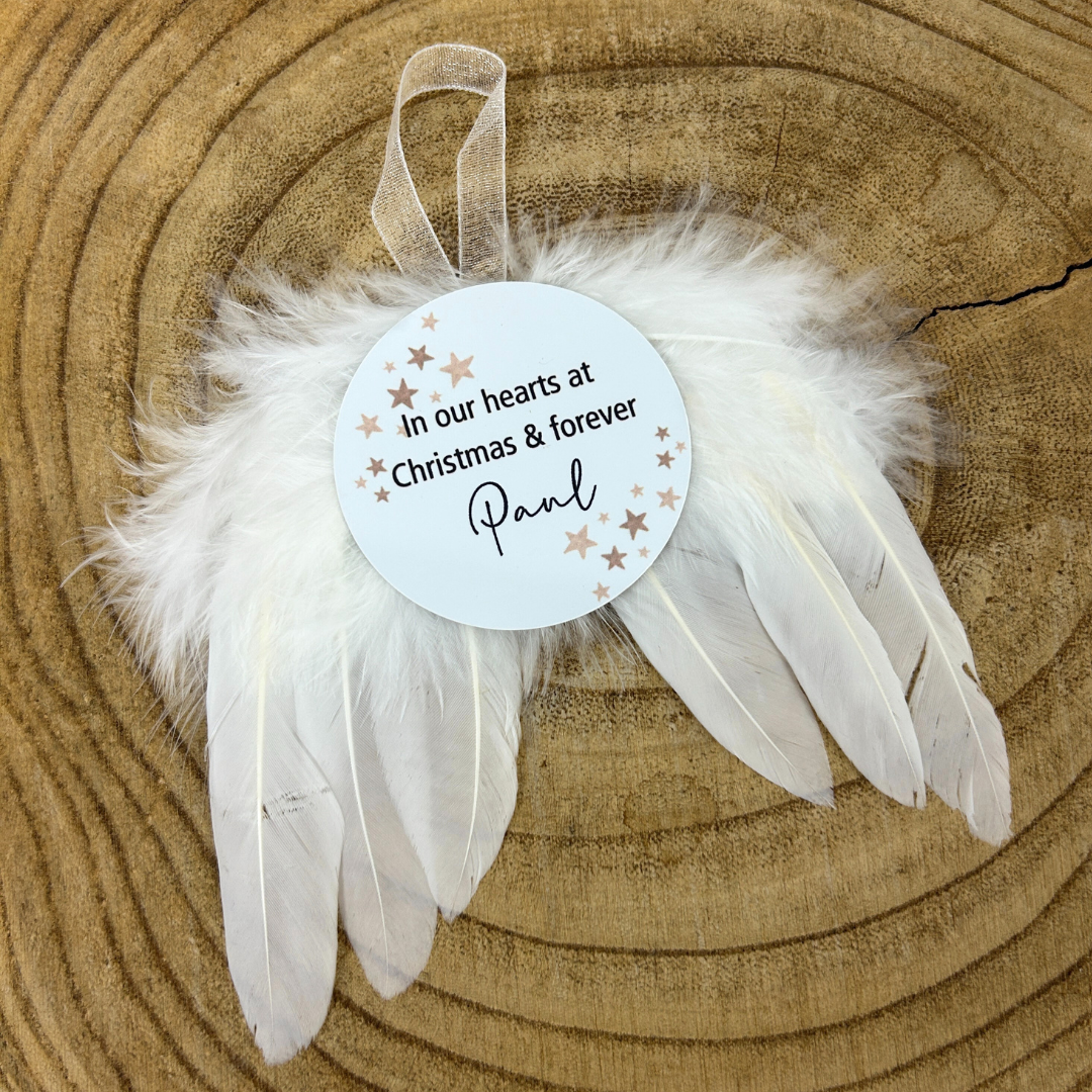Personalised Memorial Christmas Decoration – Angel Wings Ornament