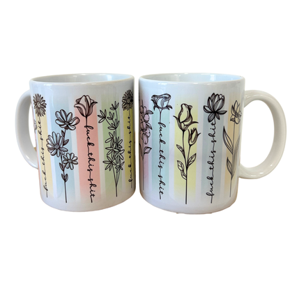 Rude Floral Mug - Ceramic swearing mug