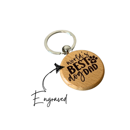 'Worlds best dog dad' Wooden keyring