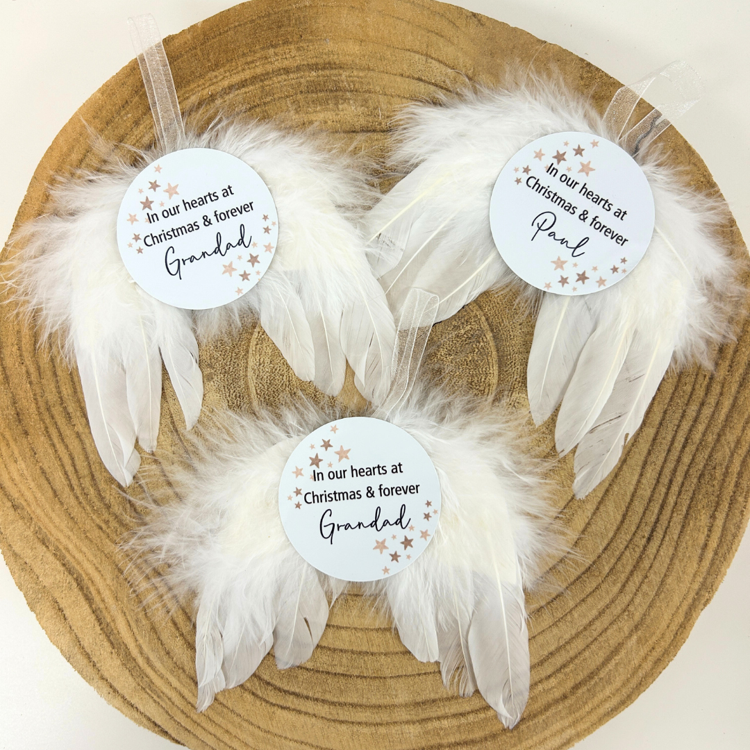 Personalised Memorial Christmas Decoration – Angel Wings Ornament