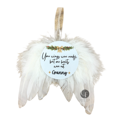 Personalised Memorial Christmas Decoration – Angel Wings Ornament
