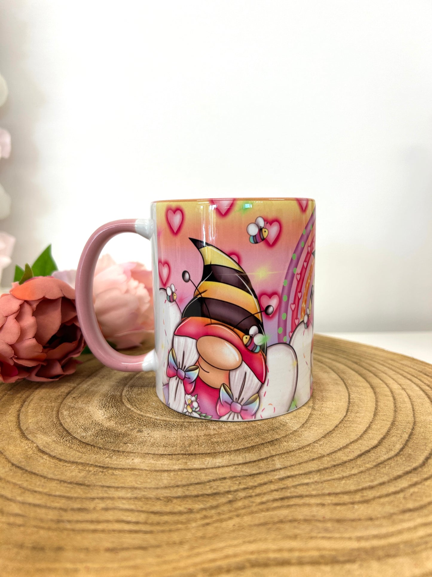 Pink Rainbow Gonk Mug | Cute Gnome Coffee Cup |