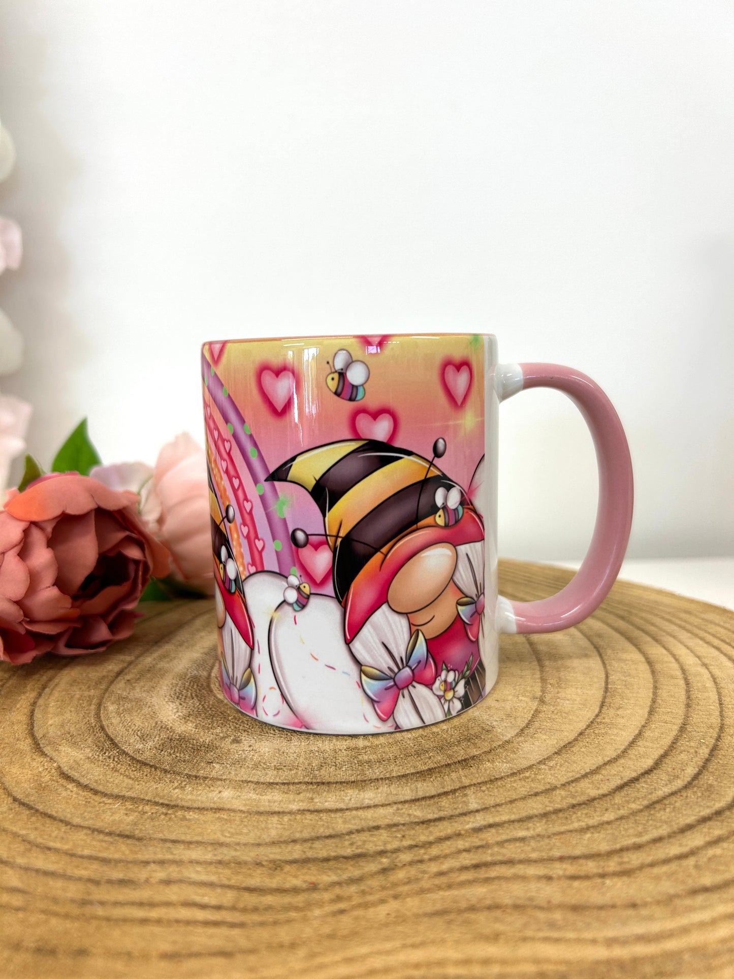 Pink Rainbow Gonk Mug | Cute Gnome Coffee Cup |