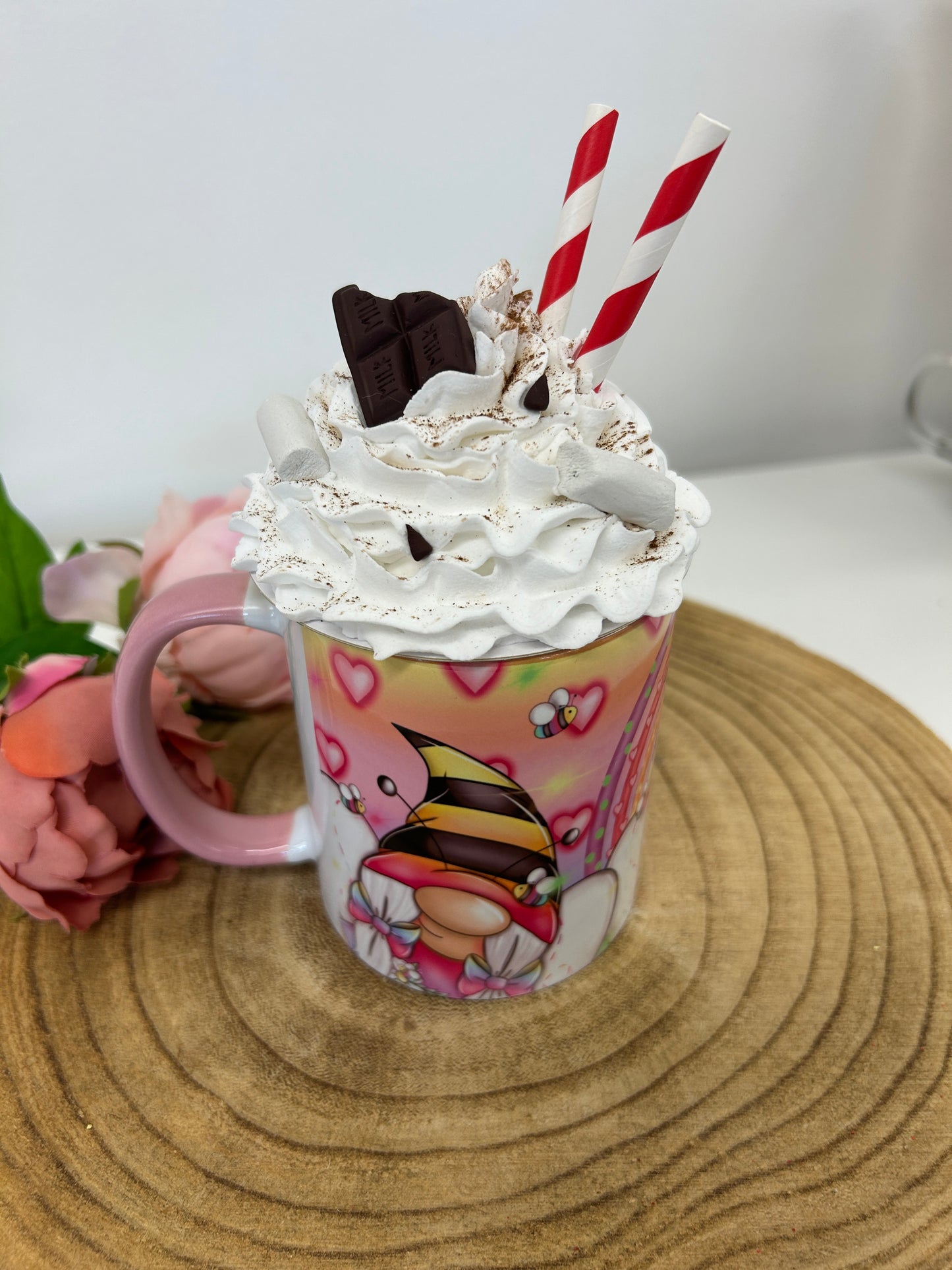 Pink Rainbow Gonk Mug | Cute Gnome Coffee Cup |