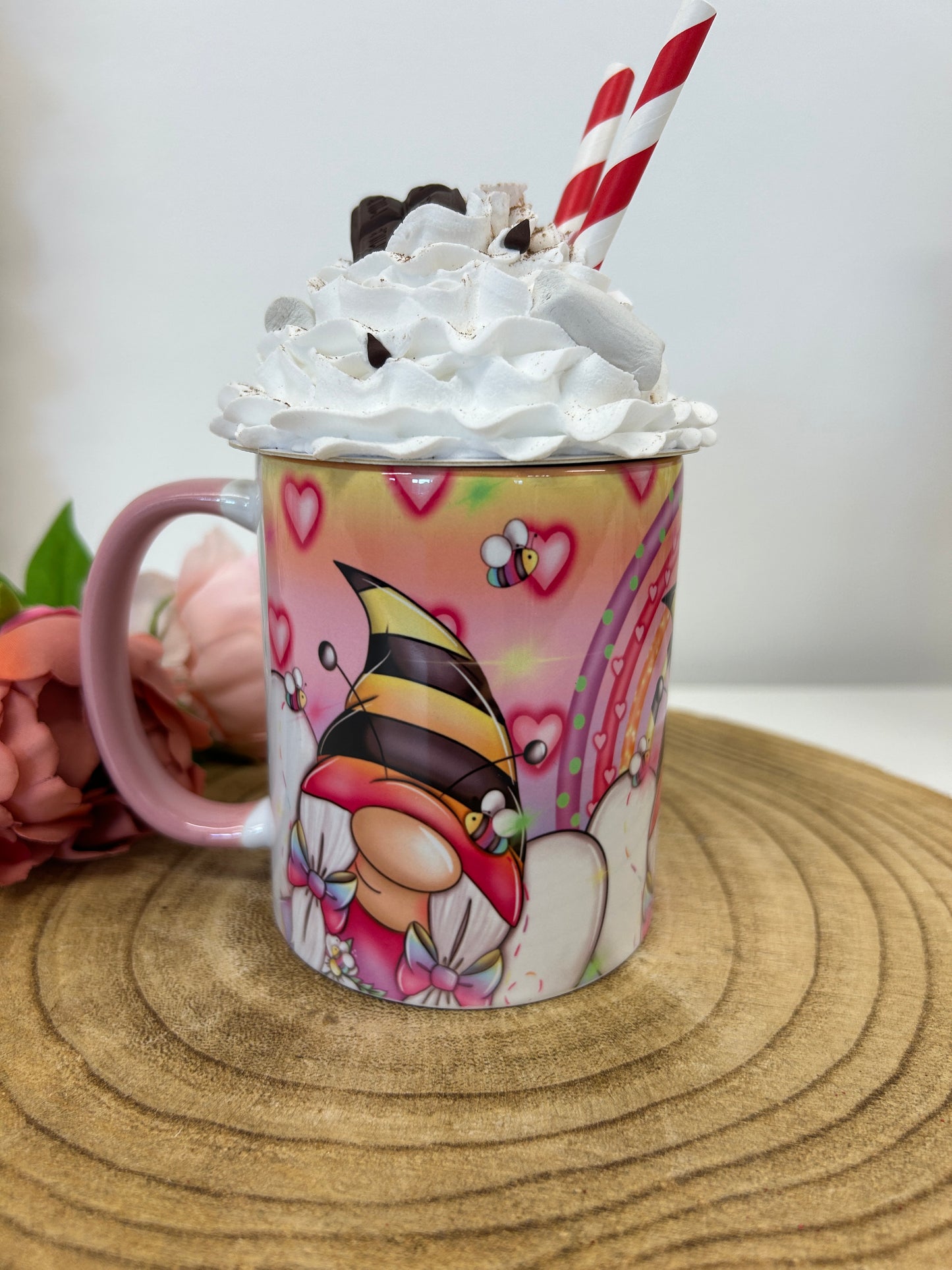 Pink Rainbow Gonk Mug | Cute Gnome Coffee Cup |