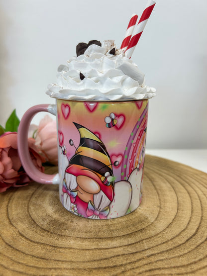 Pink Rainbow Gonk Mug | Cute Gnome Coffee Cup |