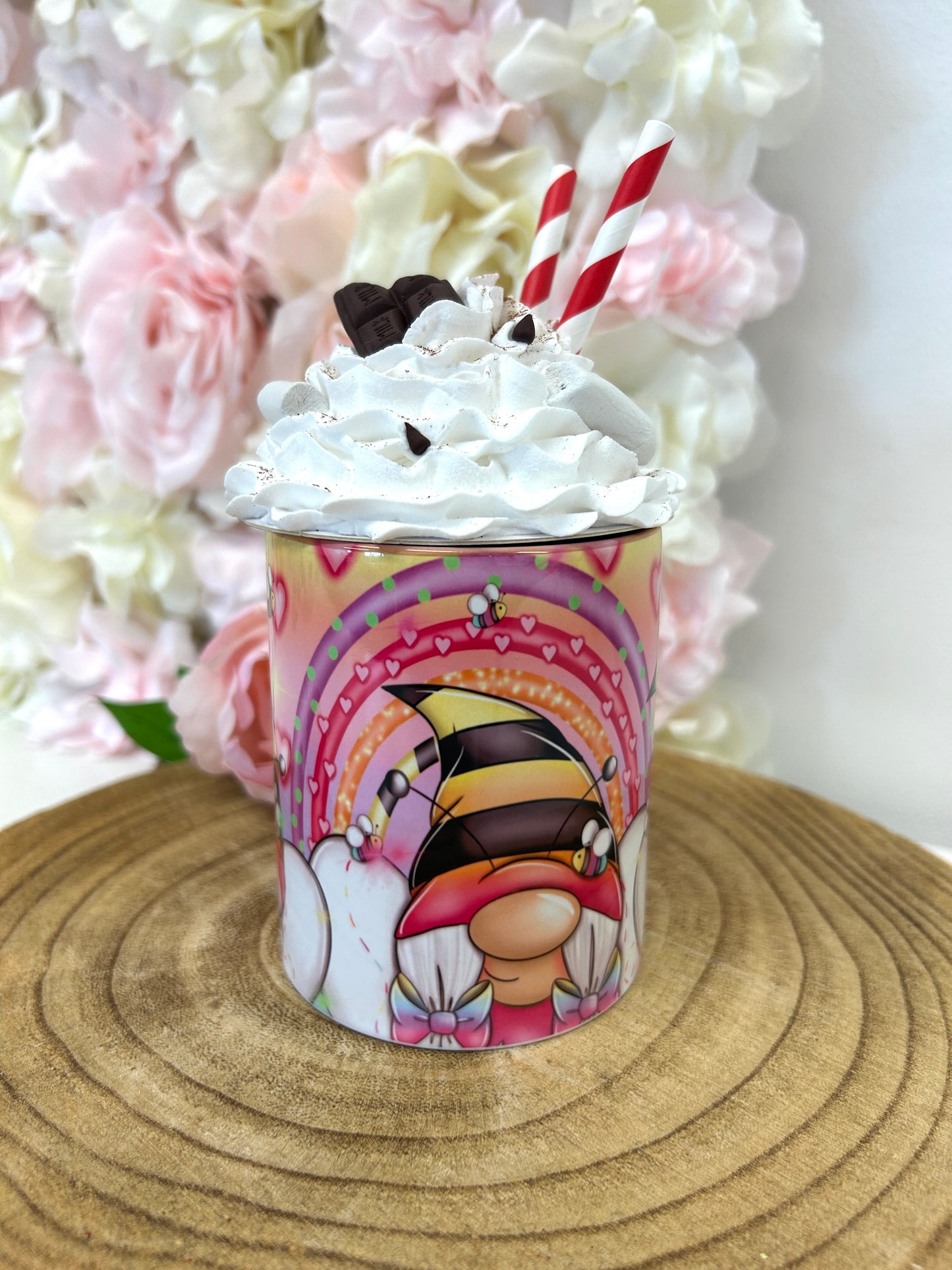 Pink Rainbow Gonk Mug | Cute Gnome Coffee Cup |