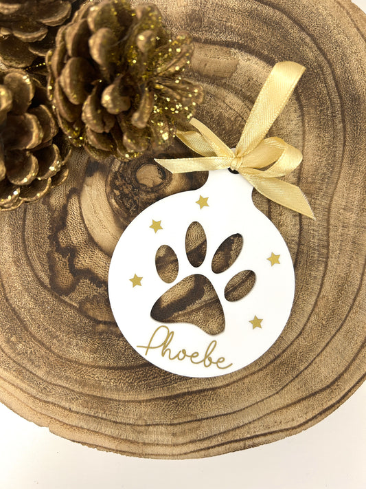 Personalised paw christmas decoration