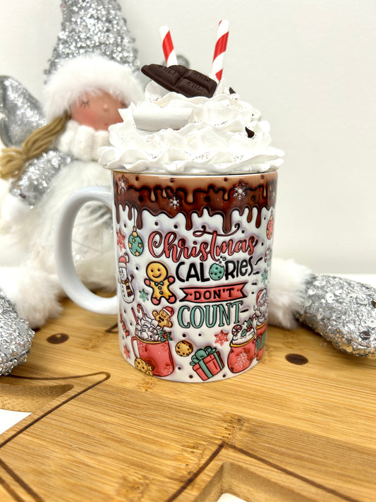 'Christmas calories dont count' 3d christmas mug
