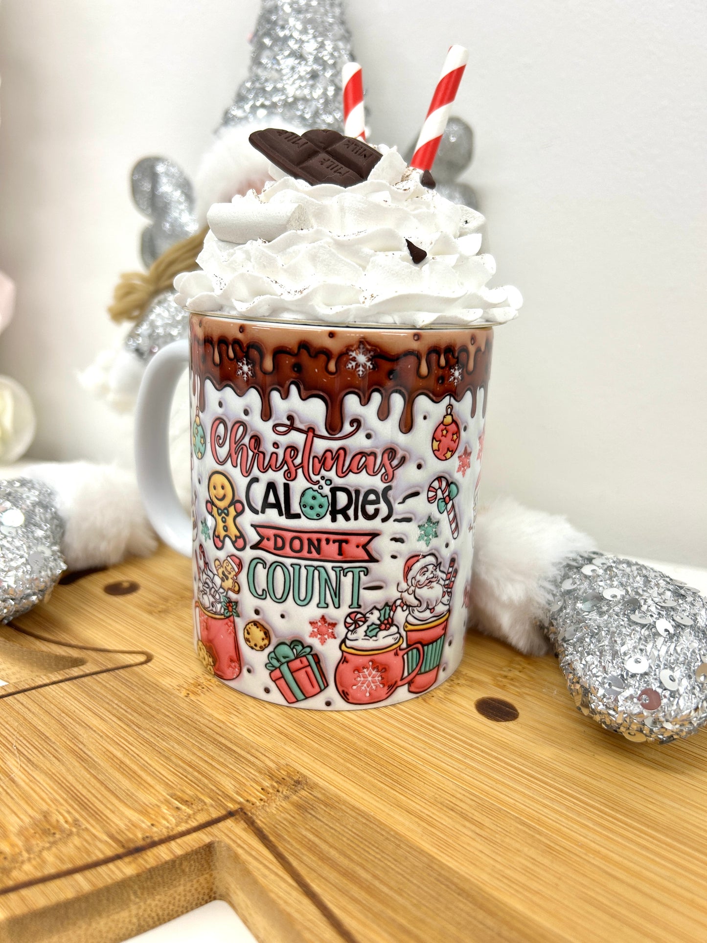'Christmas calories dont count' 3d christmas mug