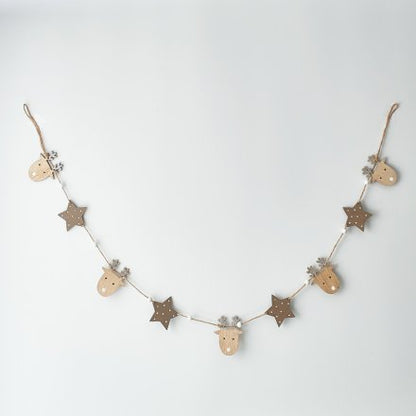 Reindeer wooden christmas garland