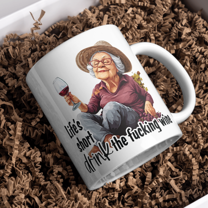 'Lifes short drink wine' Funny mug