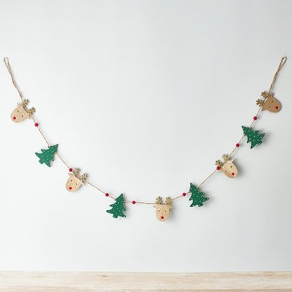 Reindeer wooden christmas garland