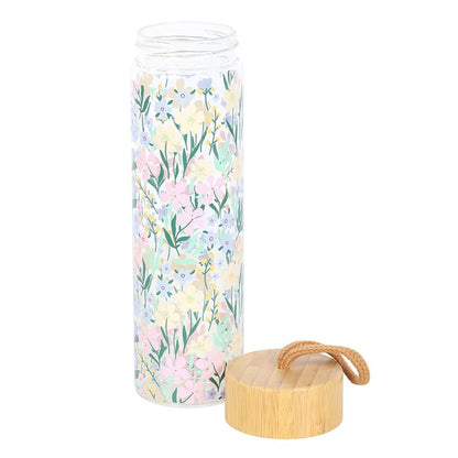 Floral water bottle with bamboo lid - gift for her - Mothers day gift